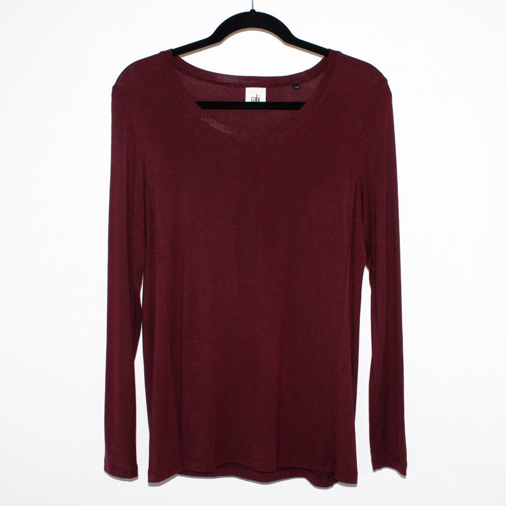 Cabi Oxblood Long Sleeve Stretch Top